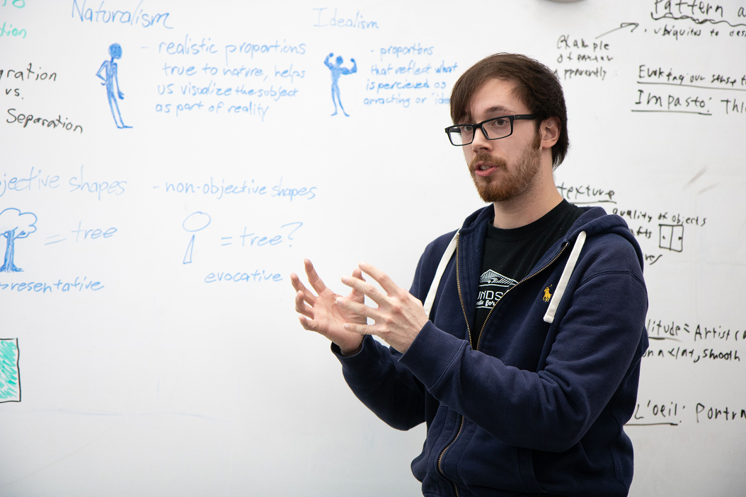 A university instructor teaching